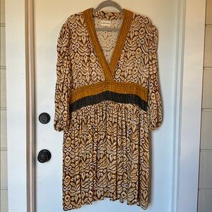 Sohana Dress puff sleeve silk velvet pockets v-neck 3XL